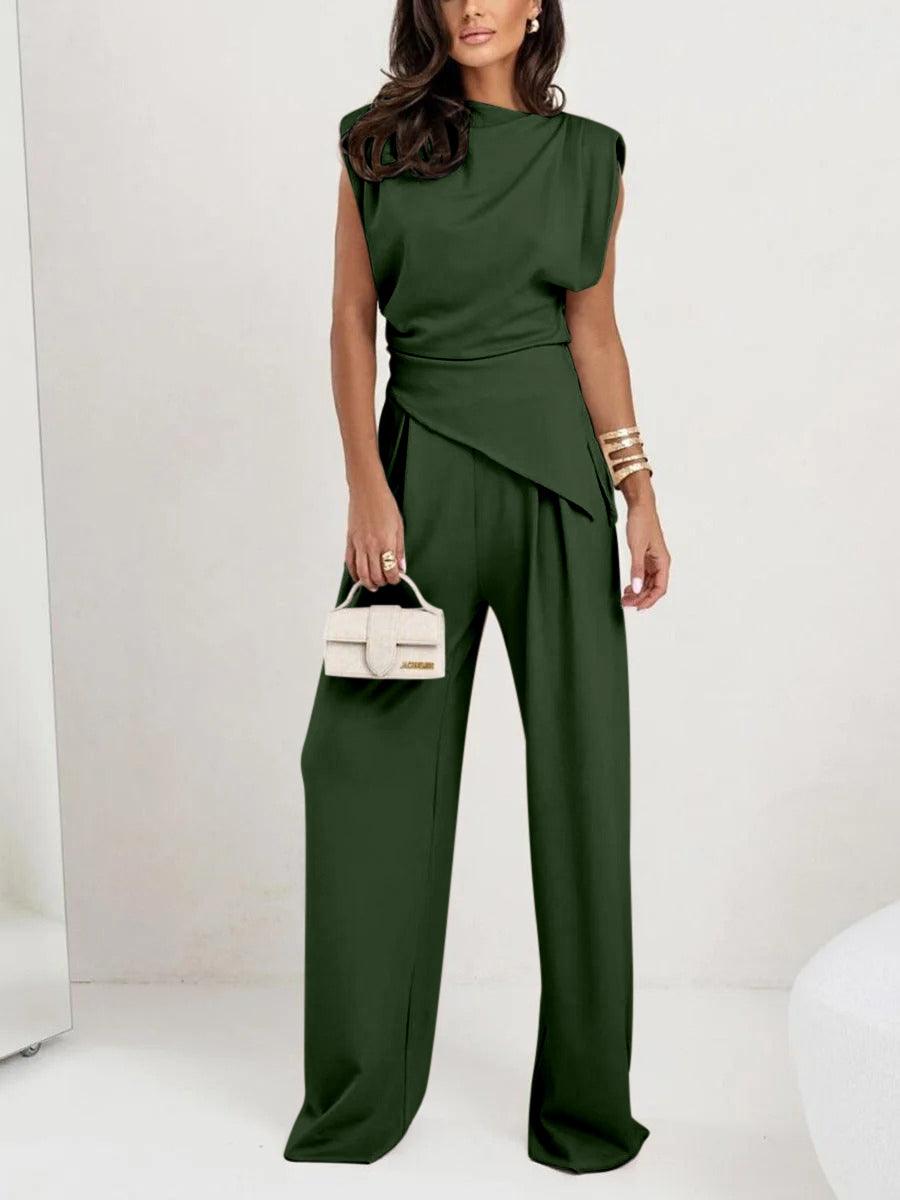 Irregular Sleeveless Casual Two-piece Set