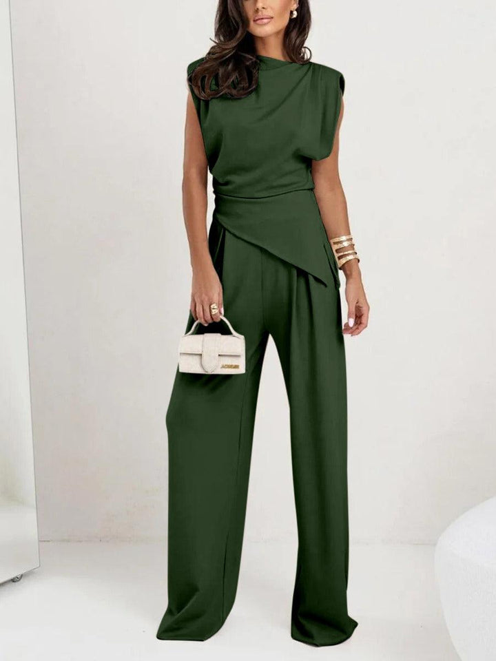 Irregular Sleeveless Casual Two-piece Set