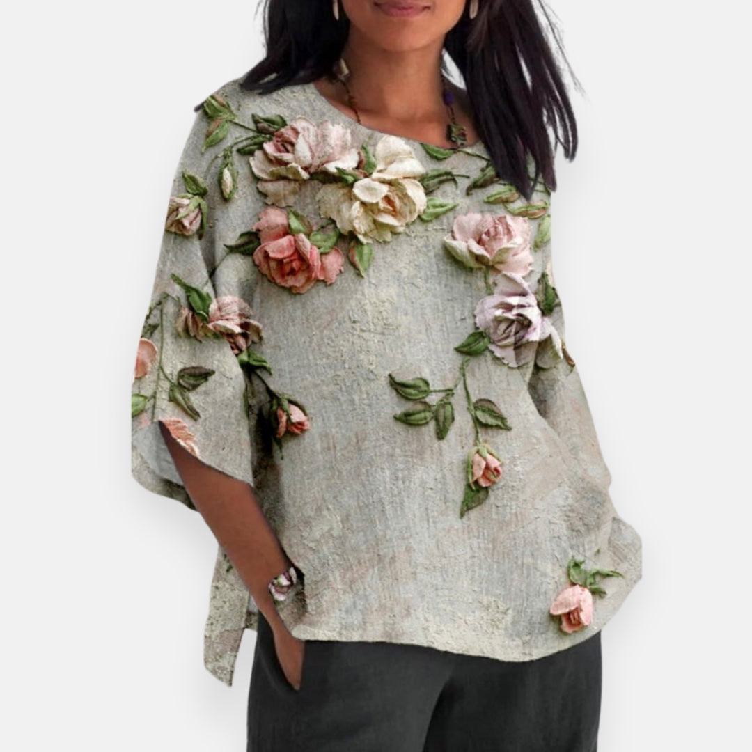 Justine™ Rose Appliqué Blouse