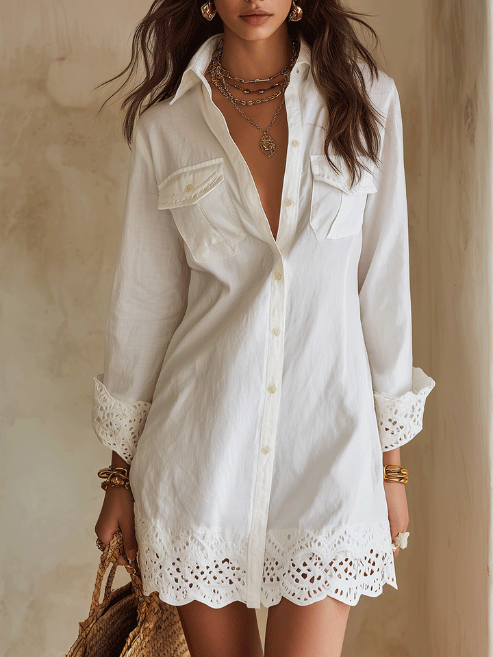 Clara | Eyelet Hem Shirt Dress