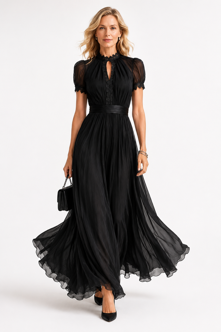 Vivienne | Lace Detail Flowing Maxi Dress