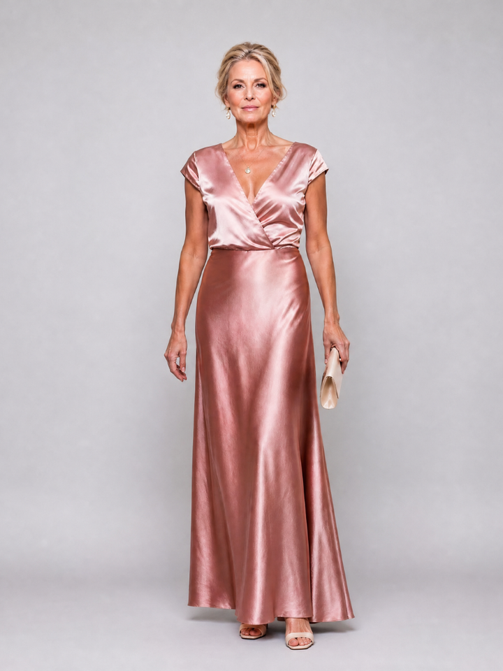Samouse™ | Cap Sleeve Wrap Bodice Maxi Dress