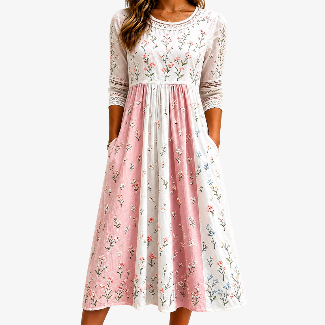 Patrice™ Pink Floral Midi Dress
