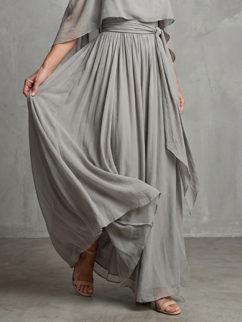 Marisol | Layered Drape Cold-Shoulder Top & Wide-Leg Set