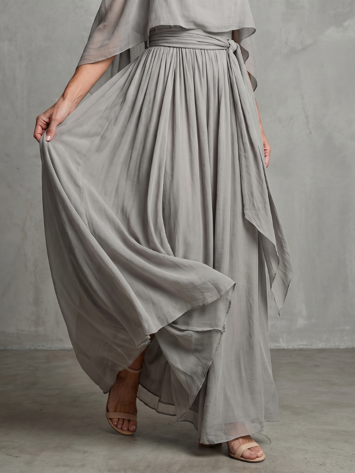 Marisol | Layered Drape Cold-Shoulder Top & Wide-Leg Set