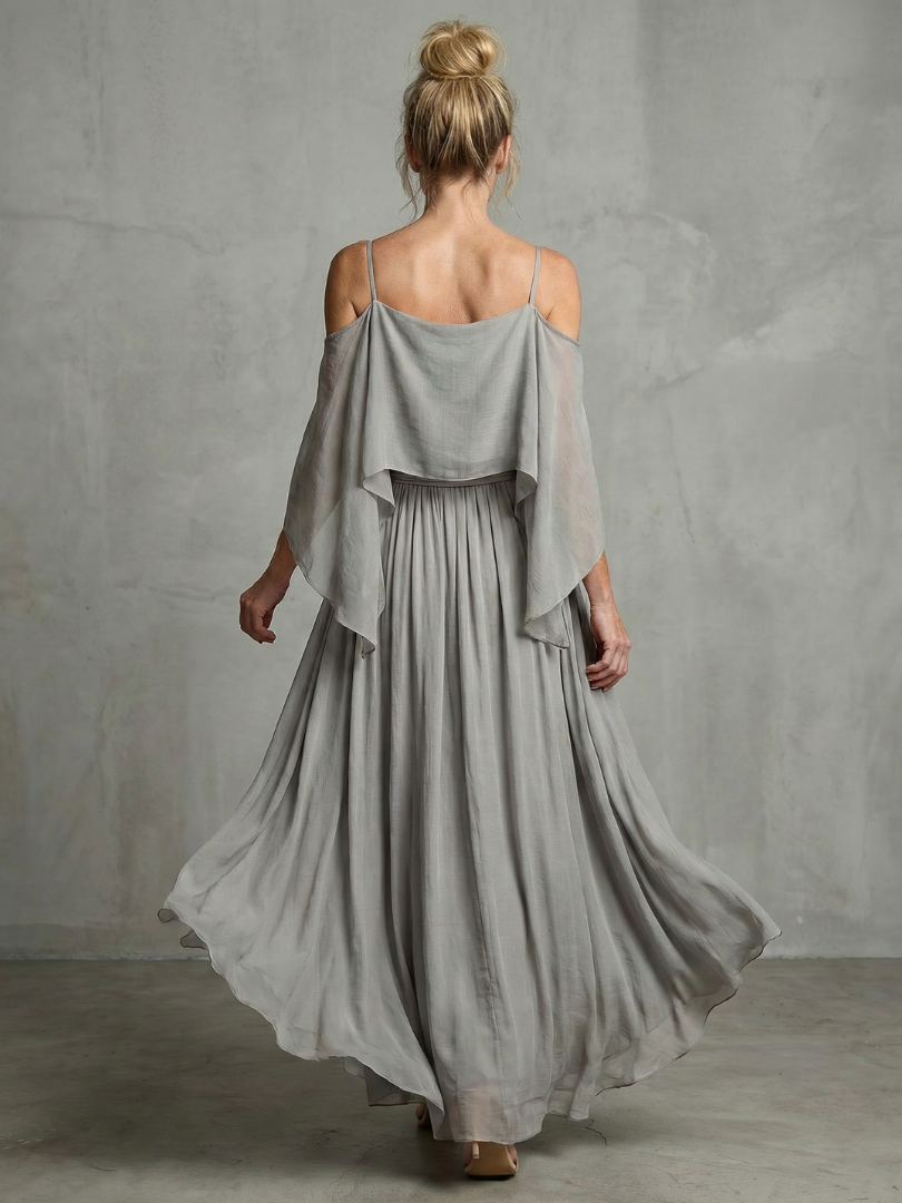 Marisol | Layered Drape Cold-Shoulder Top & Wide-Leg Set