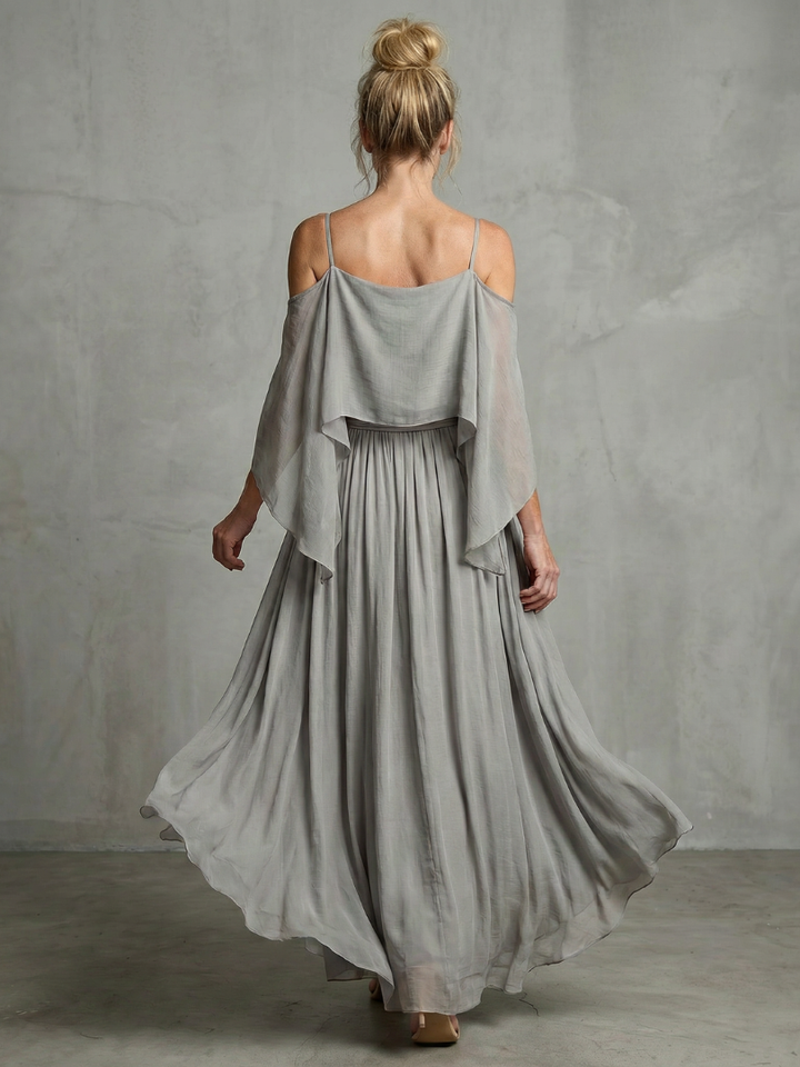 Marisol | Layered Drape Cold-Shoulder Top & Wide-Leg Set