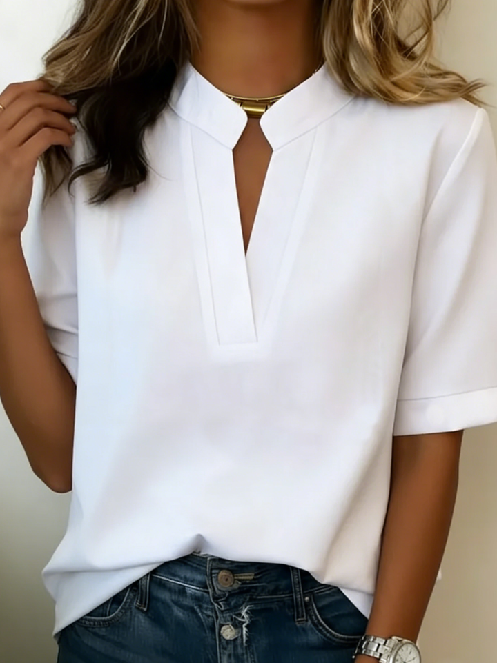 Margaux | V-Neck Blouse with Gold Detail