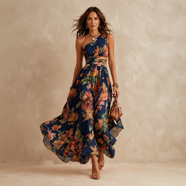 Celeste - One-Shoulder Floral Maxi Dress