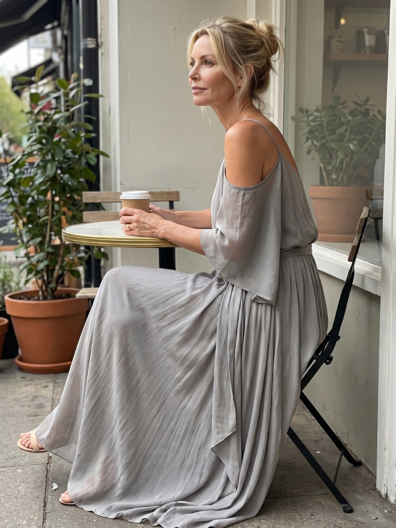 Marisol | Layered Drape Cold-Shoulder Top & Wide-Leg Set