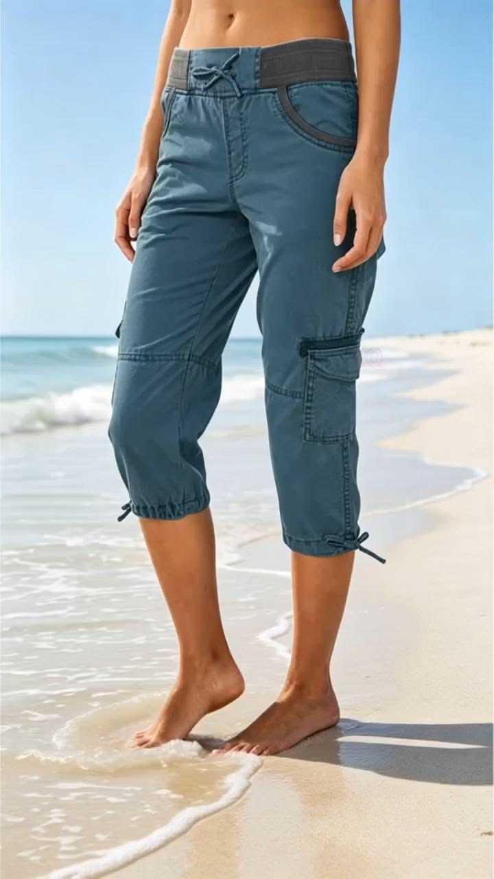 Easeline – High Waisted Elastic Cargo Capri Pants
