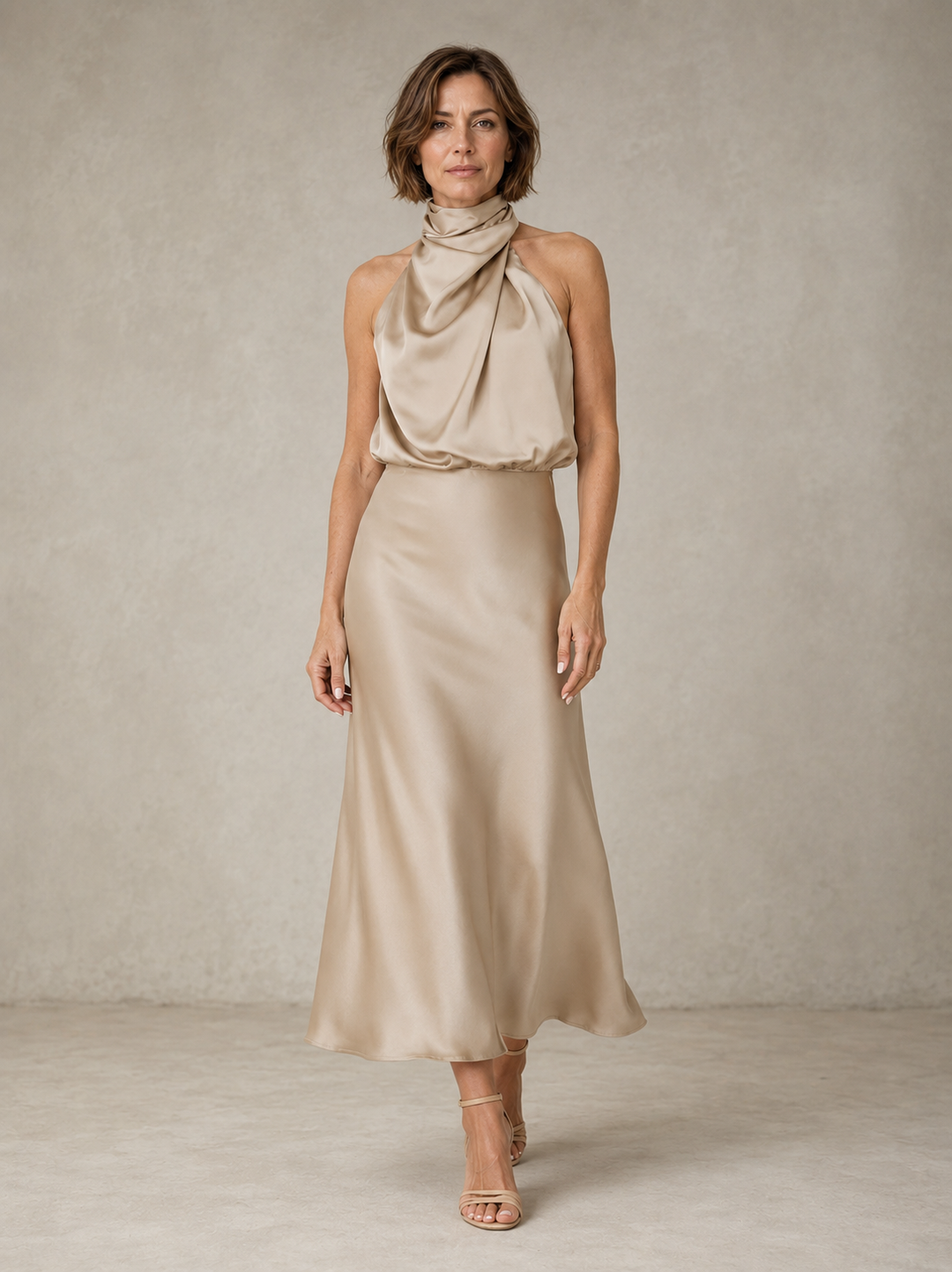 Harper | Halter Satin Evening Gown