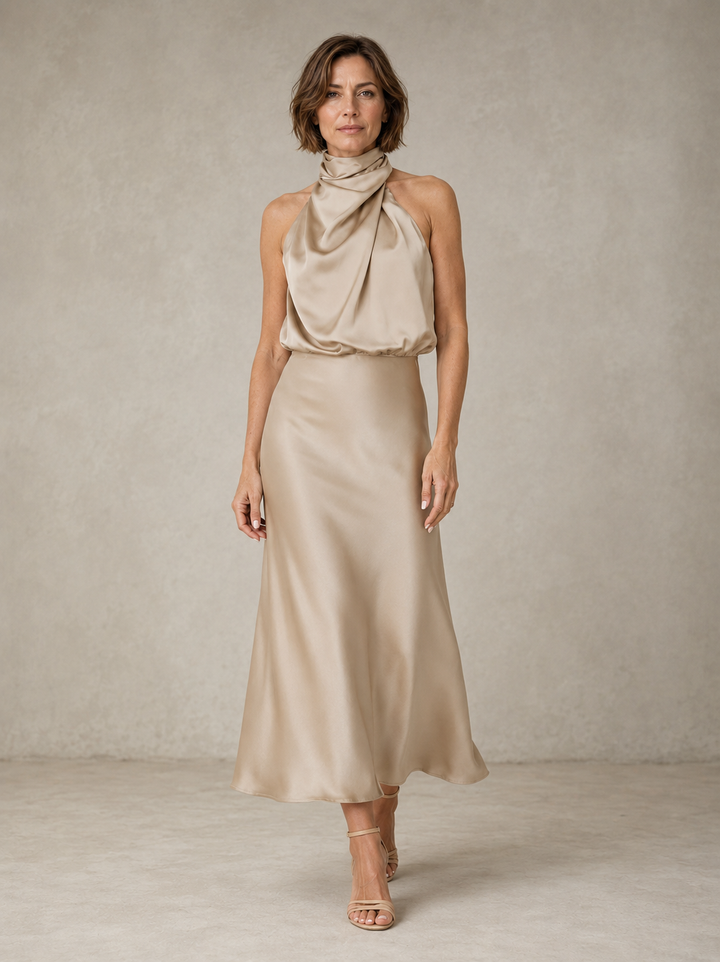 Harper | Halter Satin Evening Gown