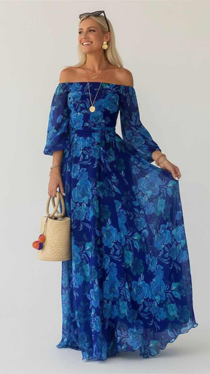 Violet & Grace™ | Off Shoulder Floral Maxi Dress