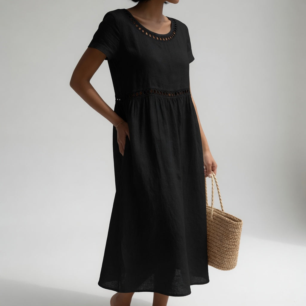 Livia | Embroidered Detail Midi Dress