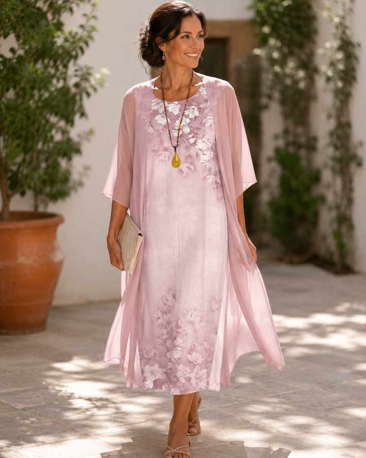 Aurelia | Tonal Floral Sheer Overlay Dress