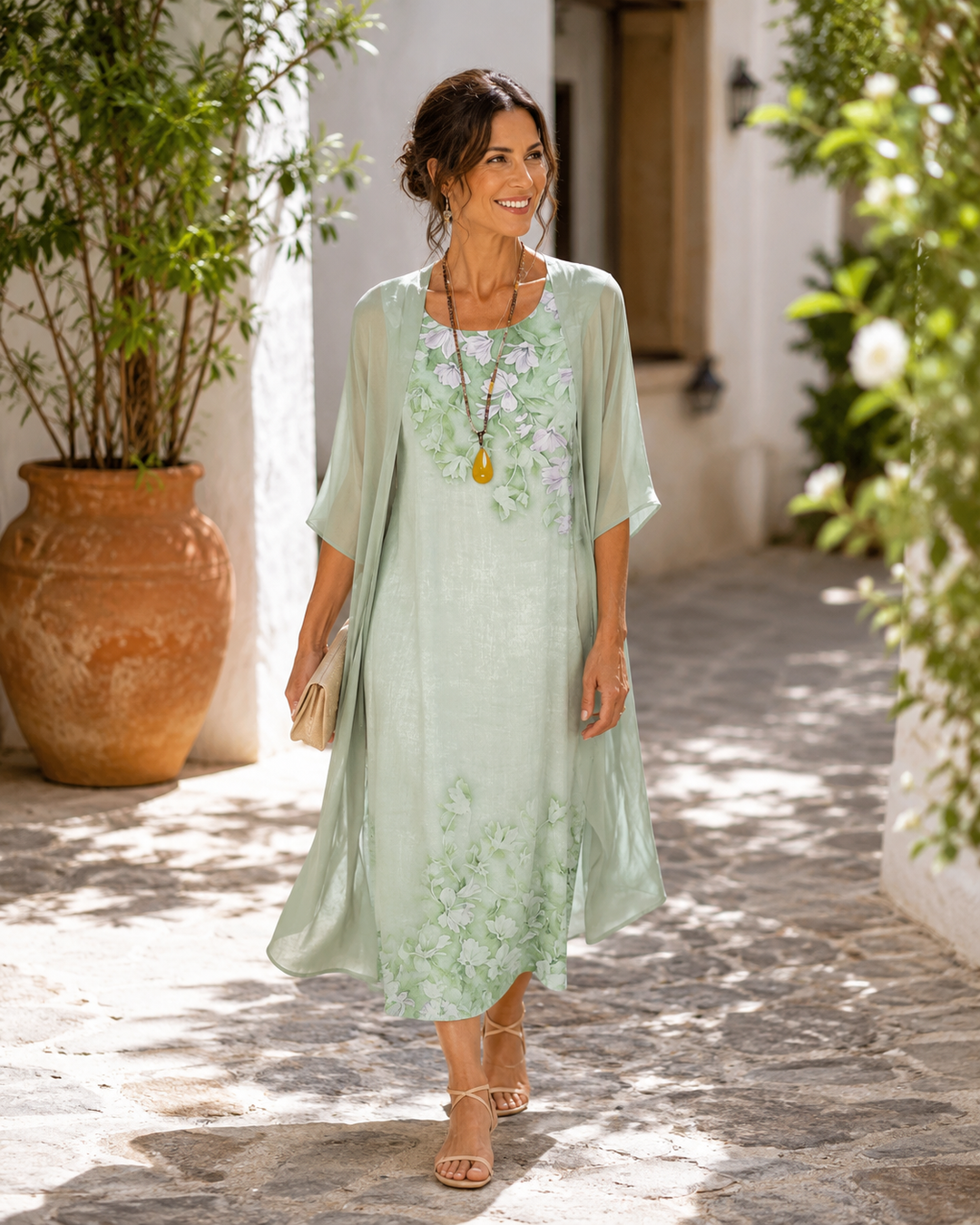 Aurelia | Tonal Floral Sheer Overlay Dress