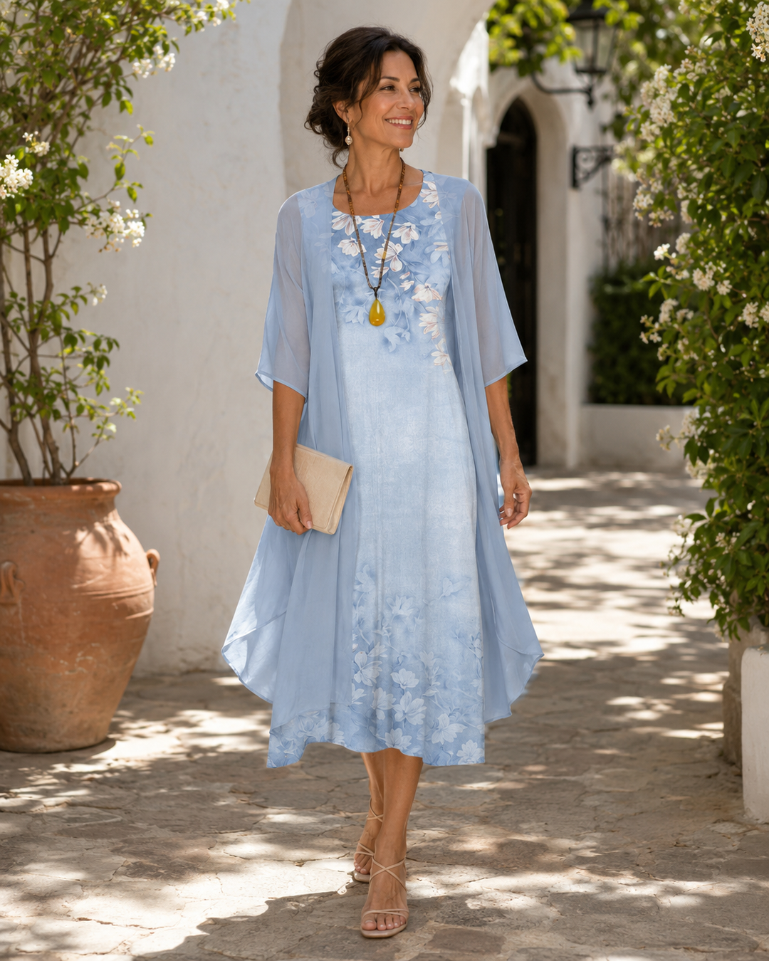Aurelia | Tonal Floral Sheer Overlay Dress