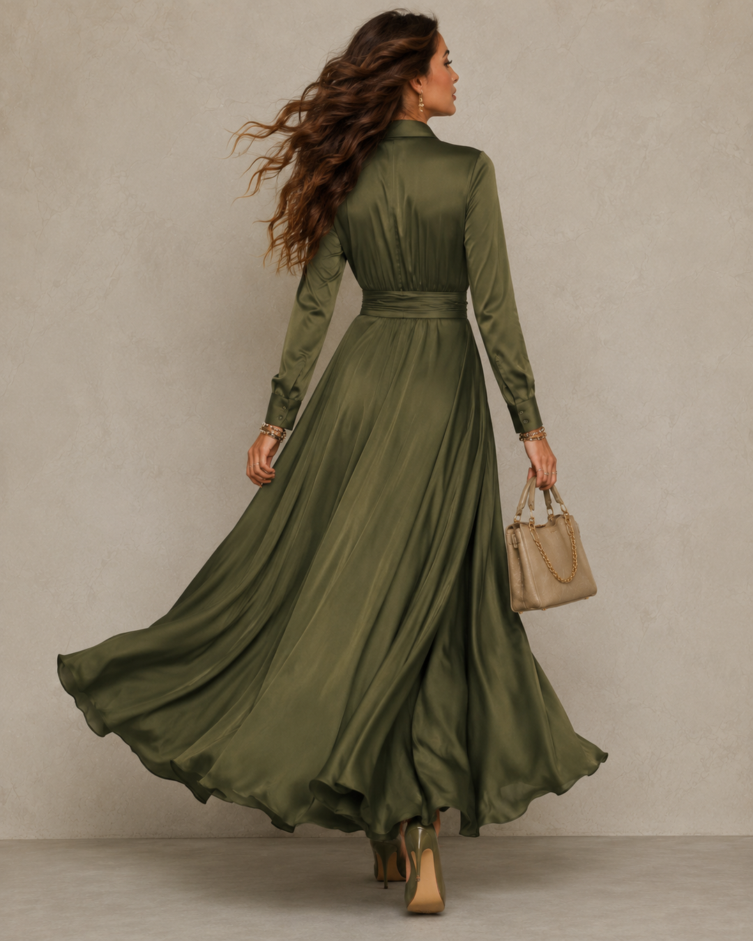 ELVENA™ | Ruched Shirt Midi Dress