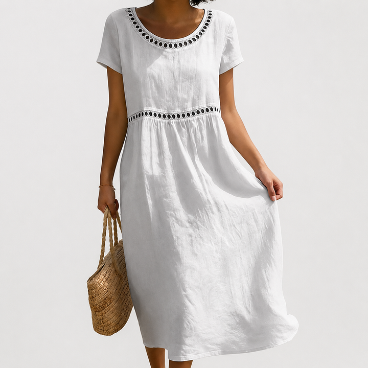 Livia | Embroidered Detail Midi Dress