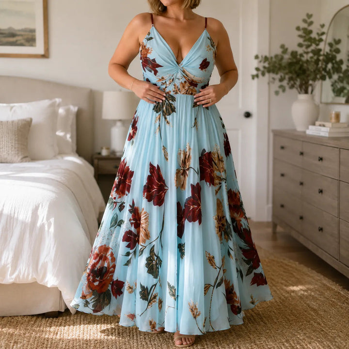 Florenza | Floral Maxi Dress with V-Neck