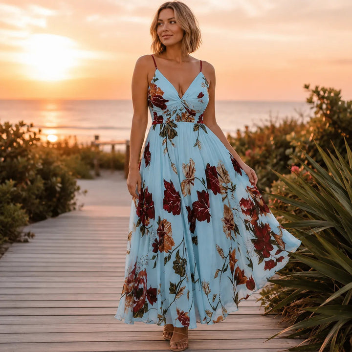 Florenza | Floral Maxi Dress with V-Neck