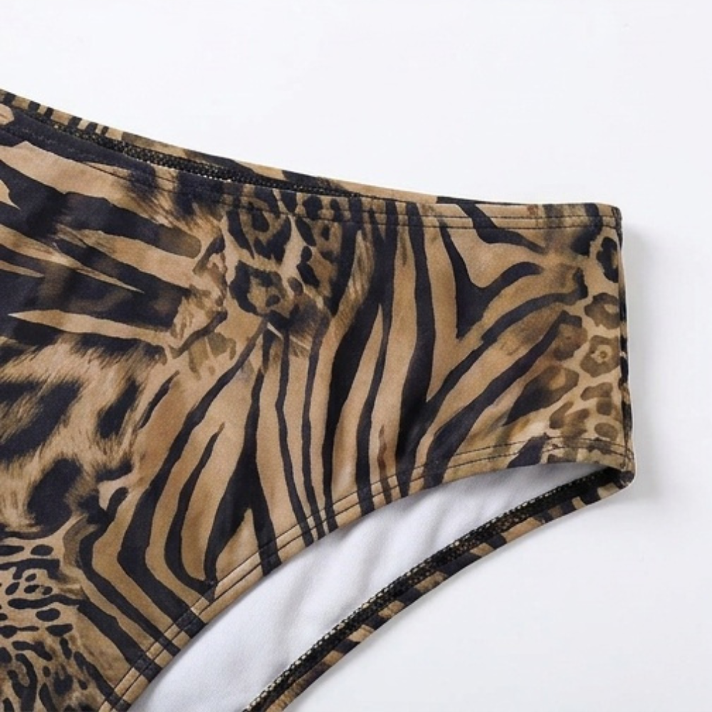 Lunavia | Lined Leopard Plunge Bikini Set