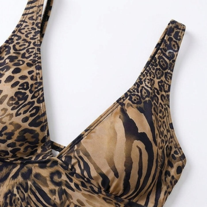 Lunavia | Lined Leopard Plunge Bikini Set