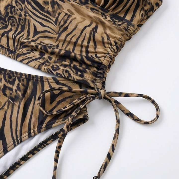 Lunavia | Lined Leopard Plunge Bikini Set