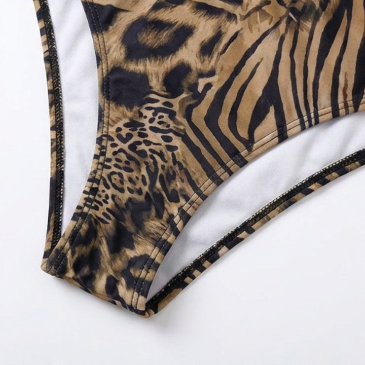Lunavia | Lined Leopard Plunge Bikini Set