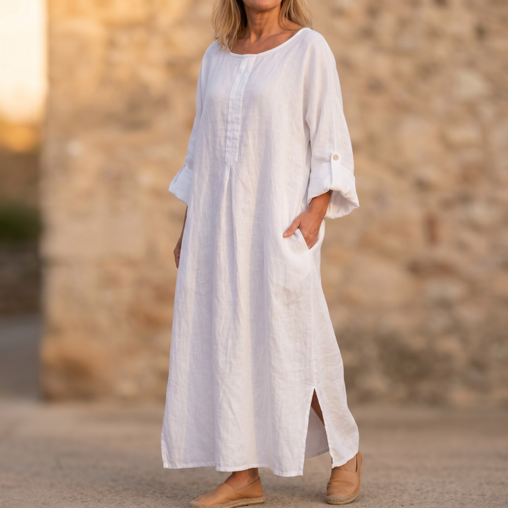 Lunavia – Women's Flowy Linen-Style Maxi Dress