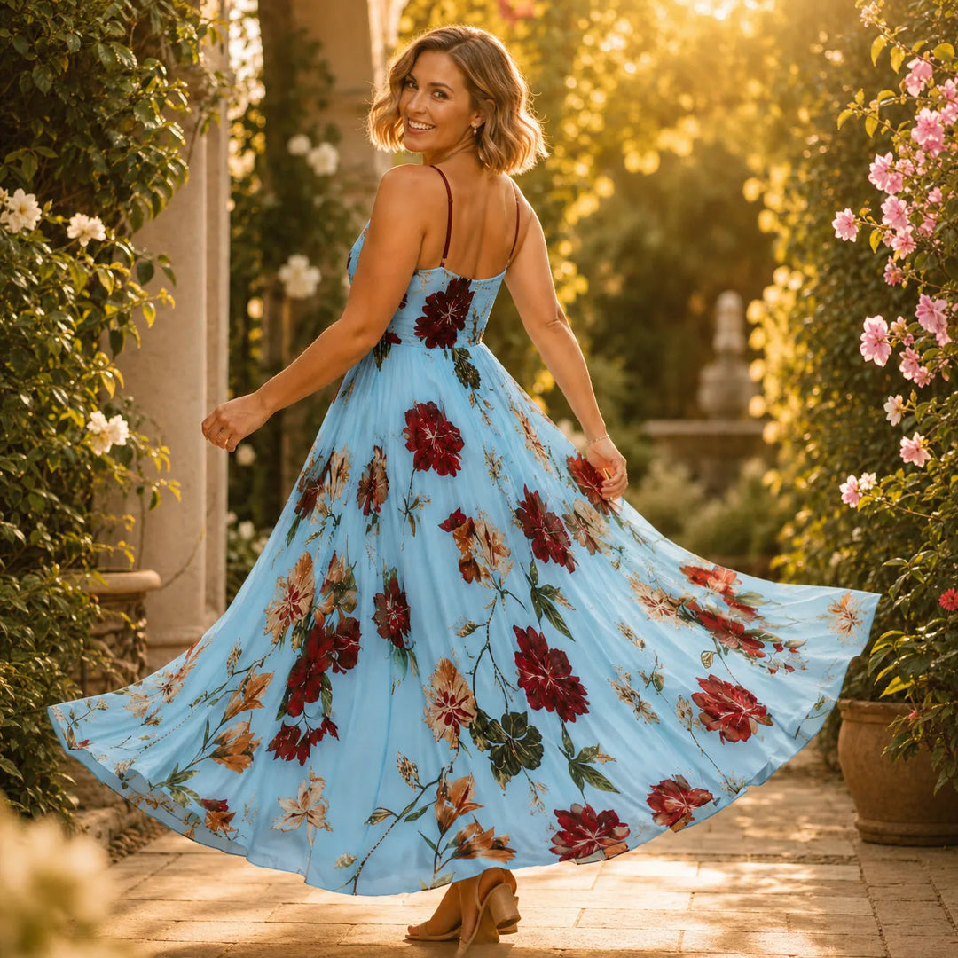 Florenza | Floral Maxi Dress with V-Neck