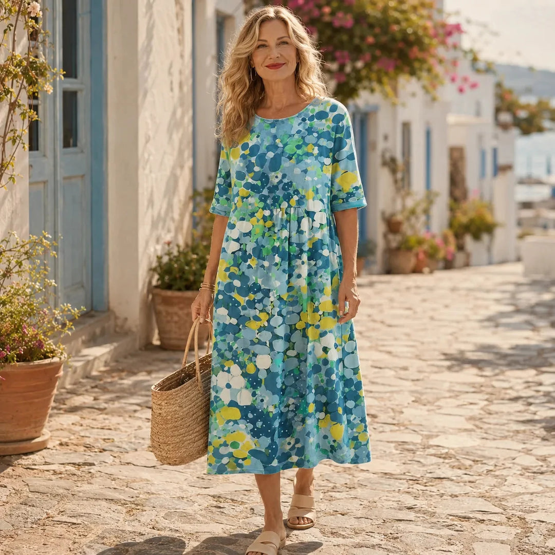Marivella – Floral Loose Midi Dress with Hidden Pockets