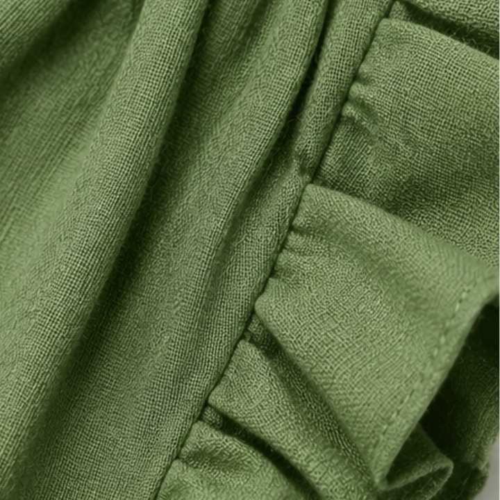 Velina | Ruffle-V Midi Dress with Pockets