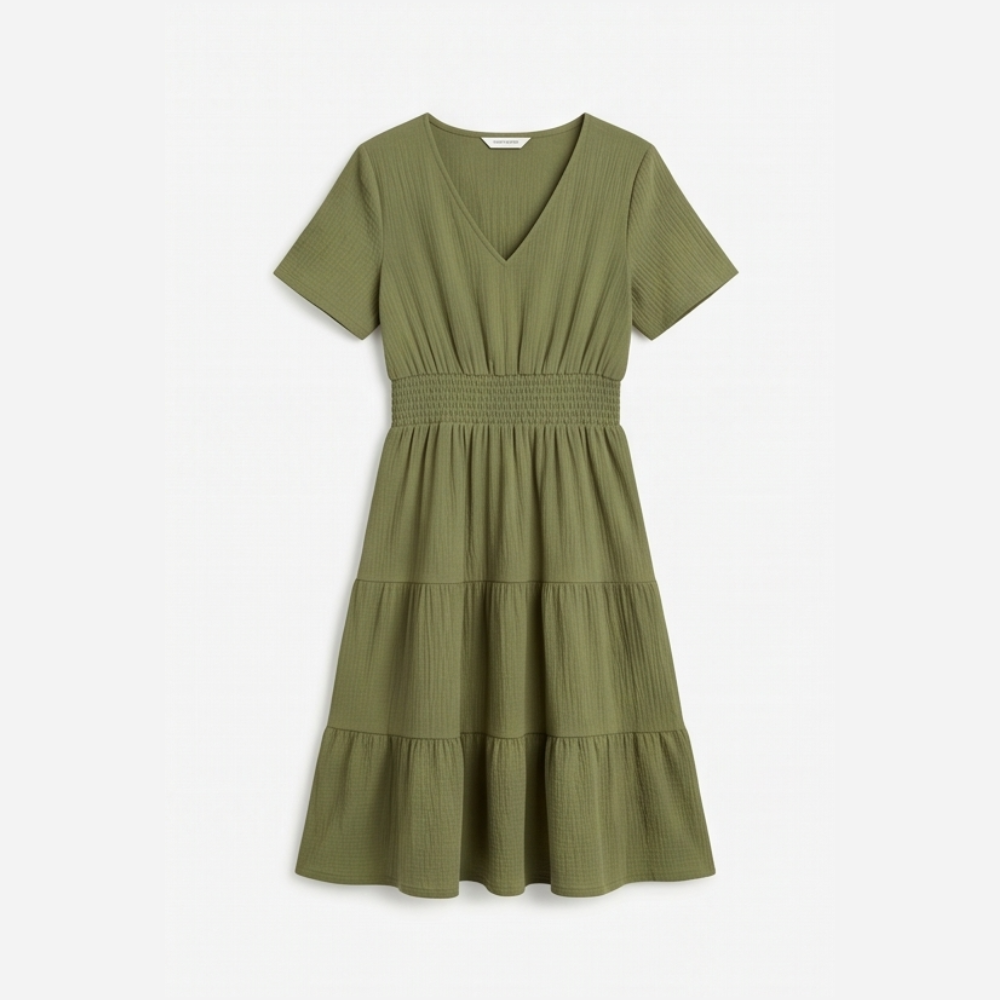 Solenna Smocked Waist Tiered Mini Dress