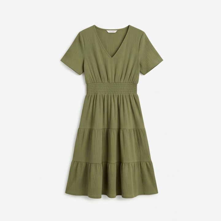 Solenna Smocked Waist Tiered Mini Dress