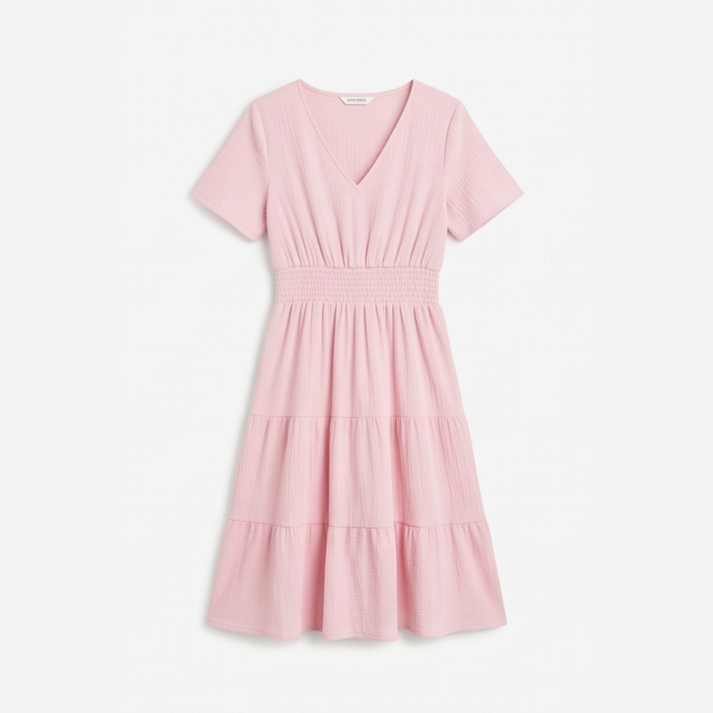Solenna Smocked Waist Tiered Mini Dress