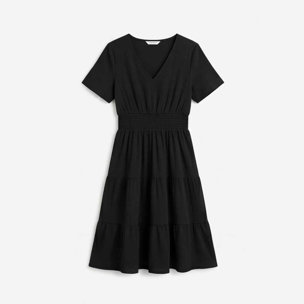 Solenna Smocked Waist Tiered Mini Dress