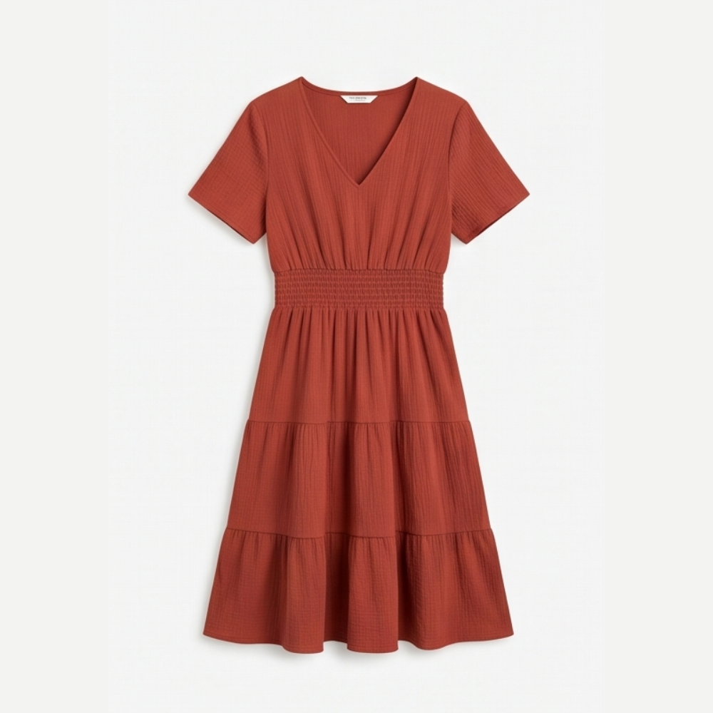 Solenna Smocked Waist Tiered Mini Dress