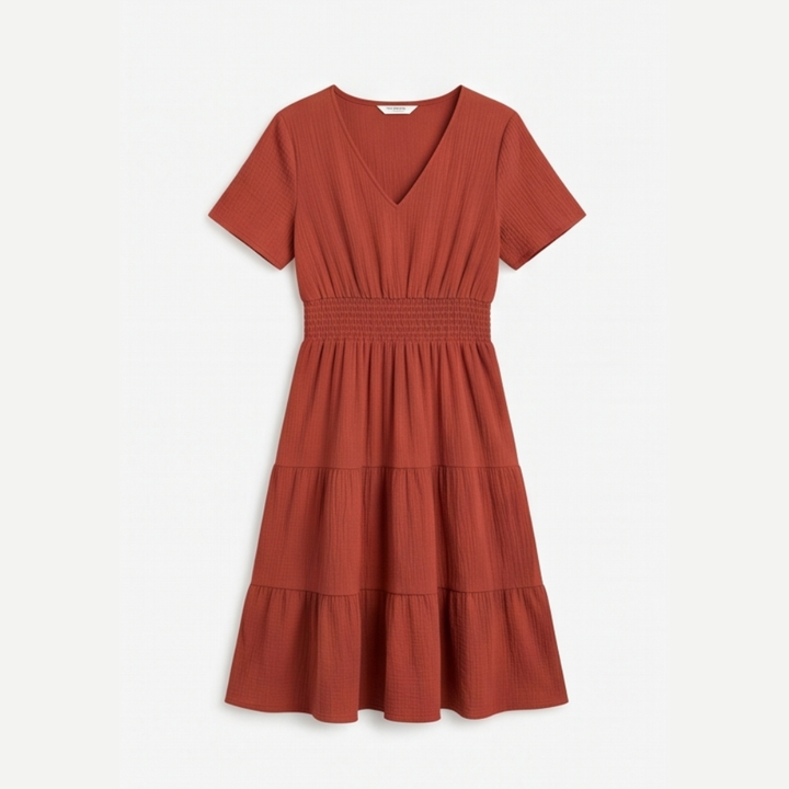 Solenna Smocked Waist Tiered Mini Dress
