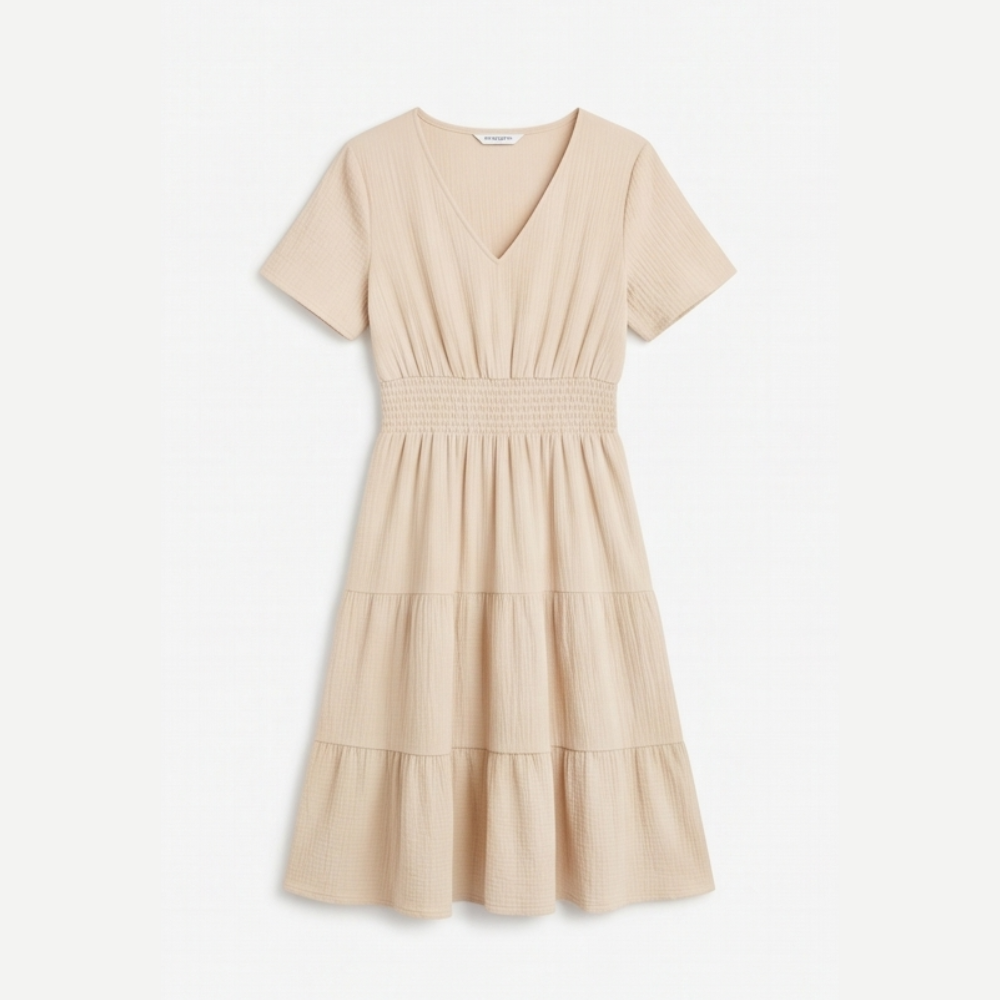 Solenna Smocked Waist Tiered Mini Dress