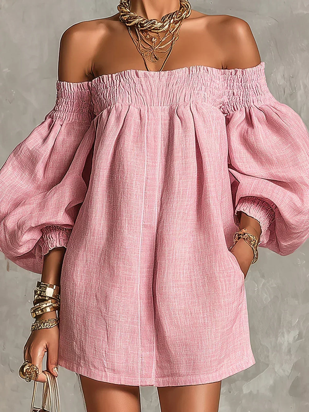 Faith™ Off-Shoulder Puff Sleeve Mini Dress