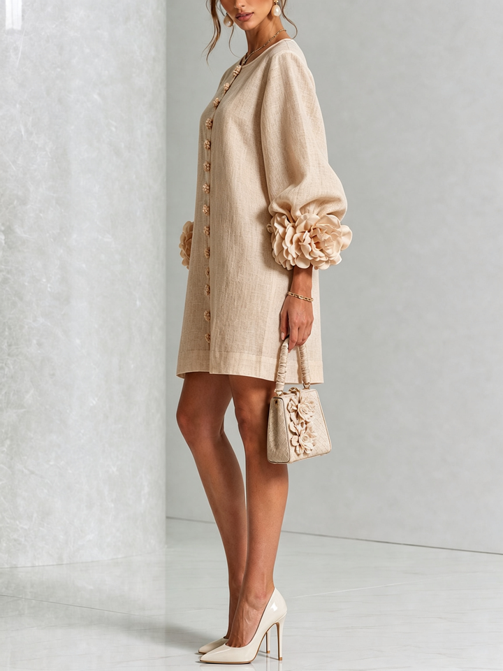 Floral Button-Down Mini Dress | Oversized Floral Cuffs