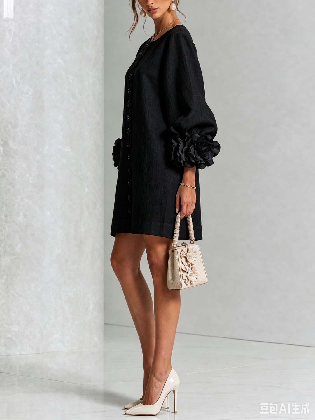 Floral Button-Down Mini Dress | Oversized Floral Cuffs