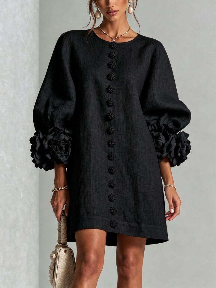 Floral Button-Down Mini Dress | Oversized Floral Cuffs