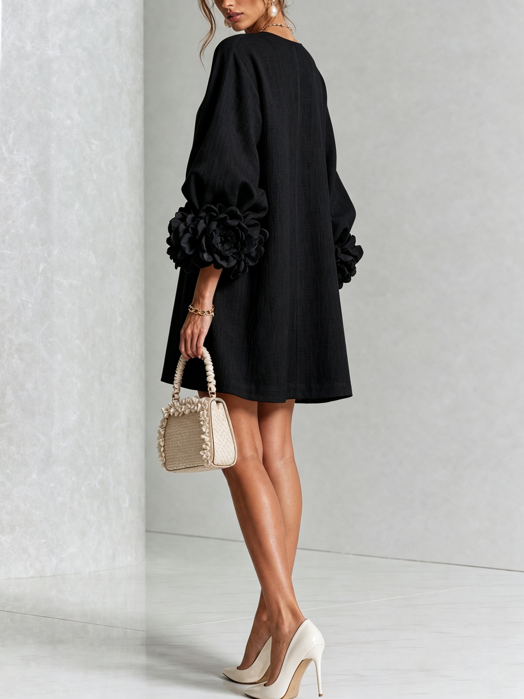 Floral Button-Down Mini Dress | Oversized Floral Cuffs