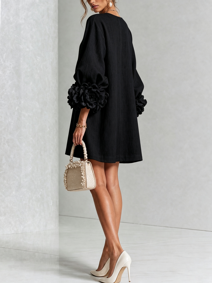 Floral Button-Down Mini Dress | Oversized Floral Cuffs