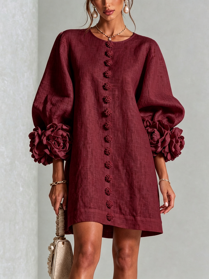 Floral Button-Down Mini Dress | Oversized Floral Cuffs