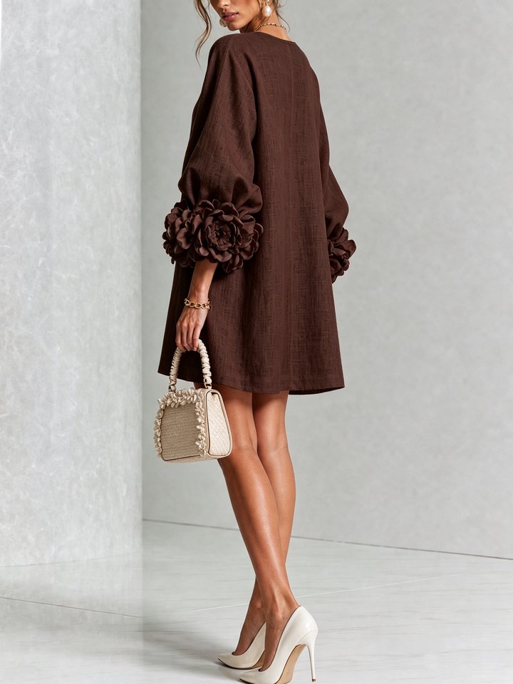 Floral Button-Down Mini Dress | Oversized Floral Cuffs