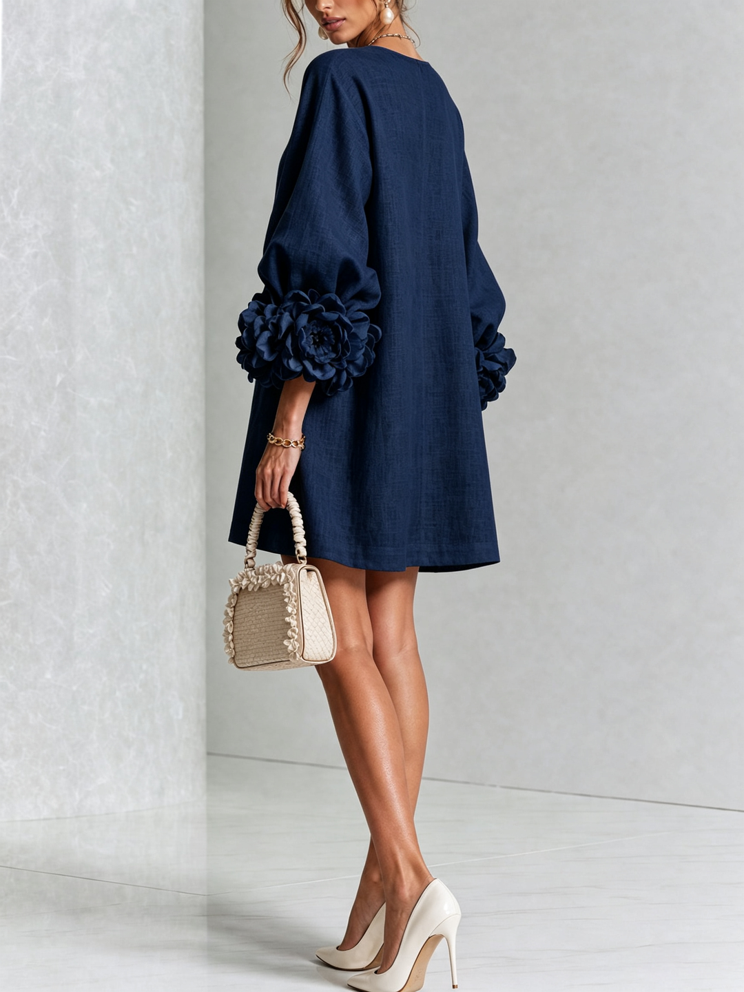 Floral Button-Down Mini Dress | Oversized Floral Cuffs